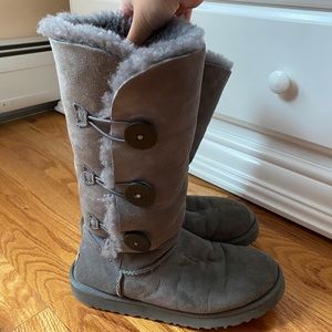 Grey Button Ugg Boots